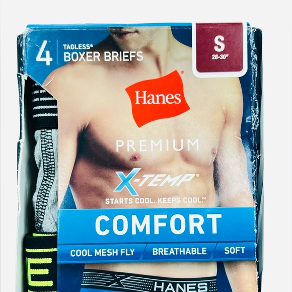 Hanes Men's Premium X-Temp Comfort Boxer Brief 4-Pack Black/Gray Size S - Picture 5 of 8
